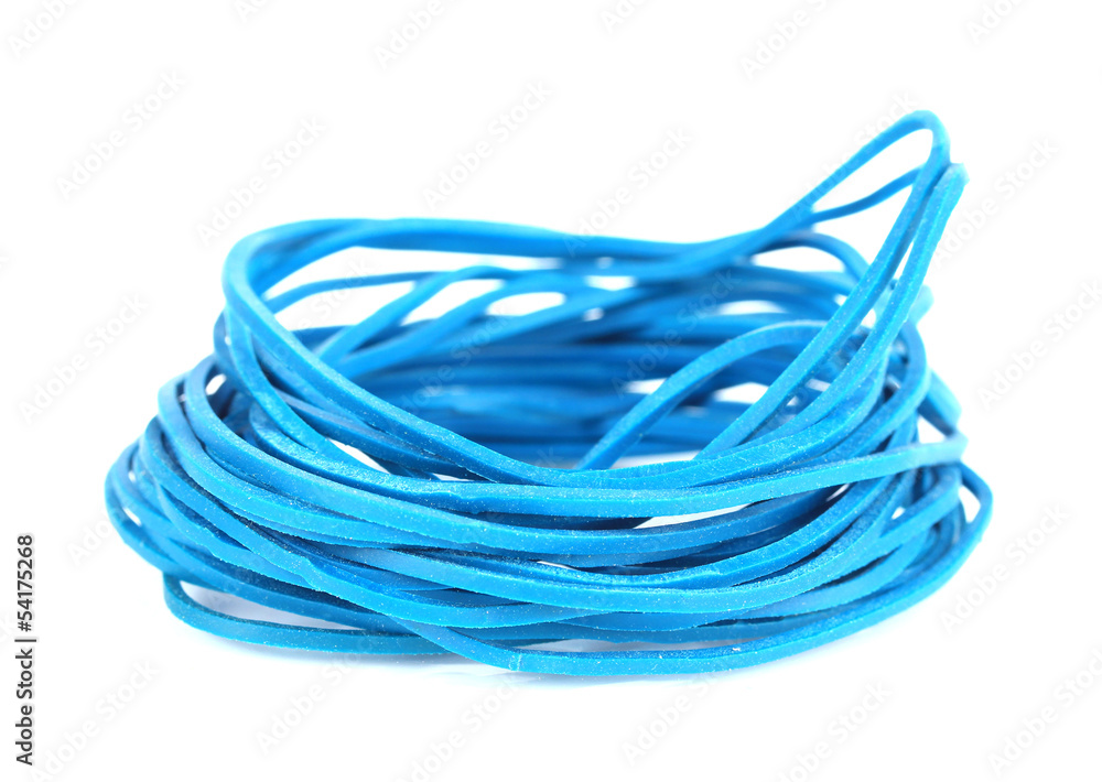 Blue rubber bands isolated on white Blue rubber bands isolated on white