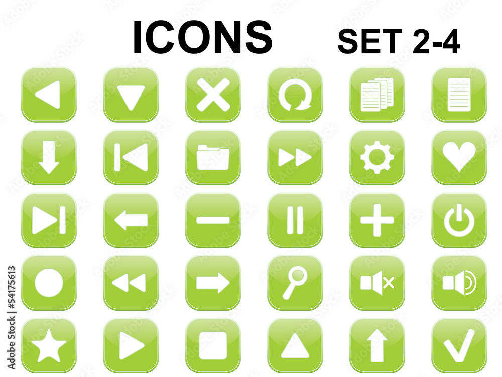 set of green square icons with rounded corners set of green square icons with rounded corners