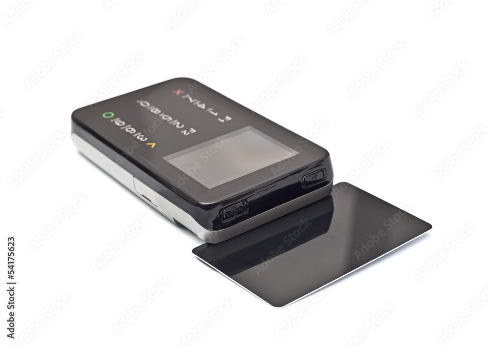 payment terminal, card on white background isolated payment terminal, card on white background isolated