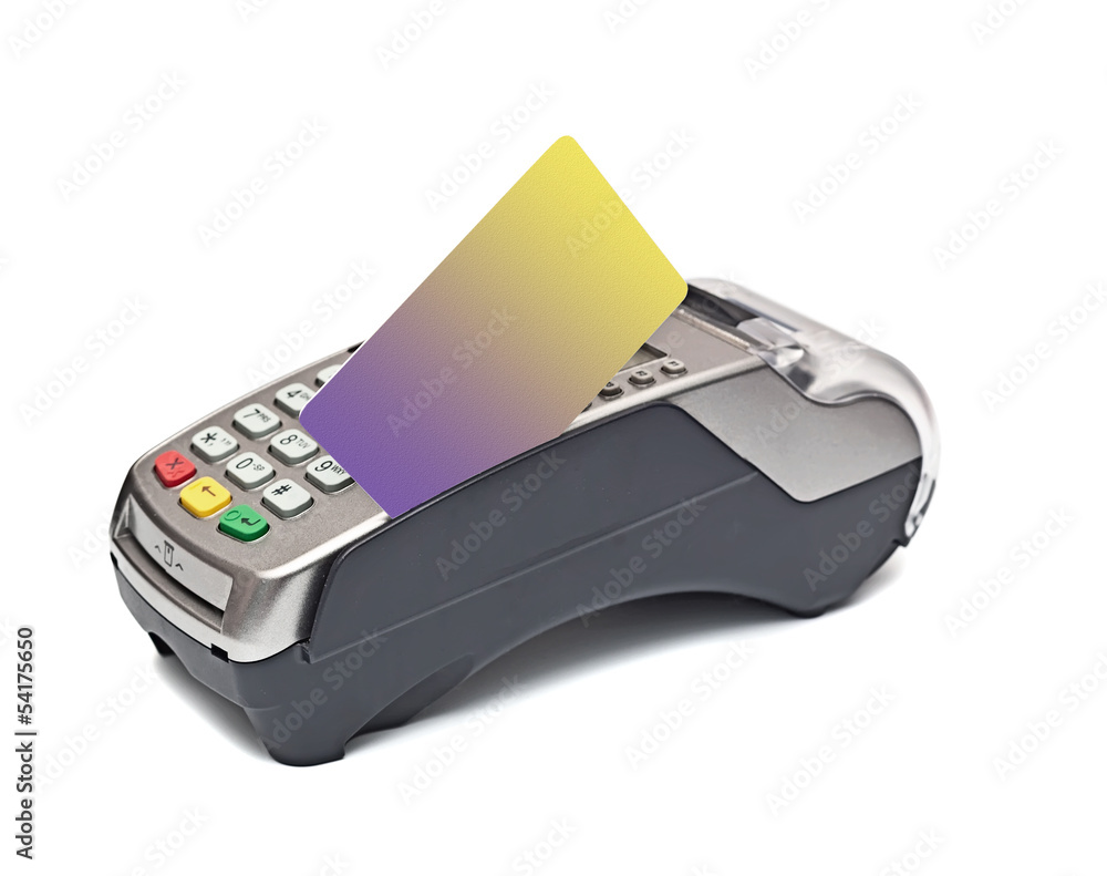 payment terminal, card on white background isolated payment terminal, card on white background isolated