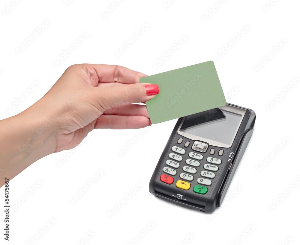 payment terminal, card on white background isolated payment terminal, card on white background isolated