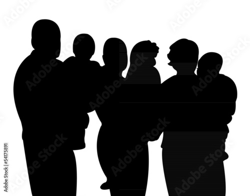 happy family portrait silhouette vector