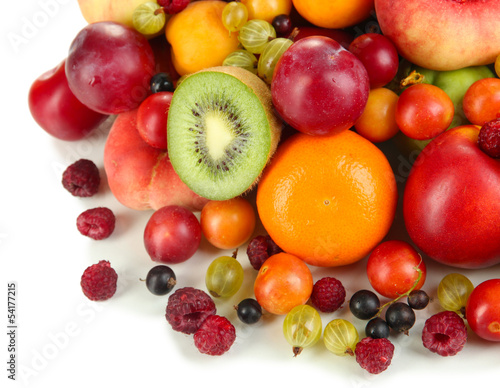 Assortment of juicy fruits  isolated on white