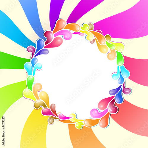 Frame with jelly shapes over colorful spiral