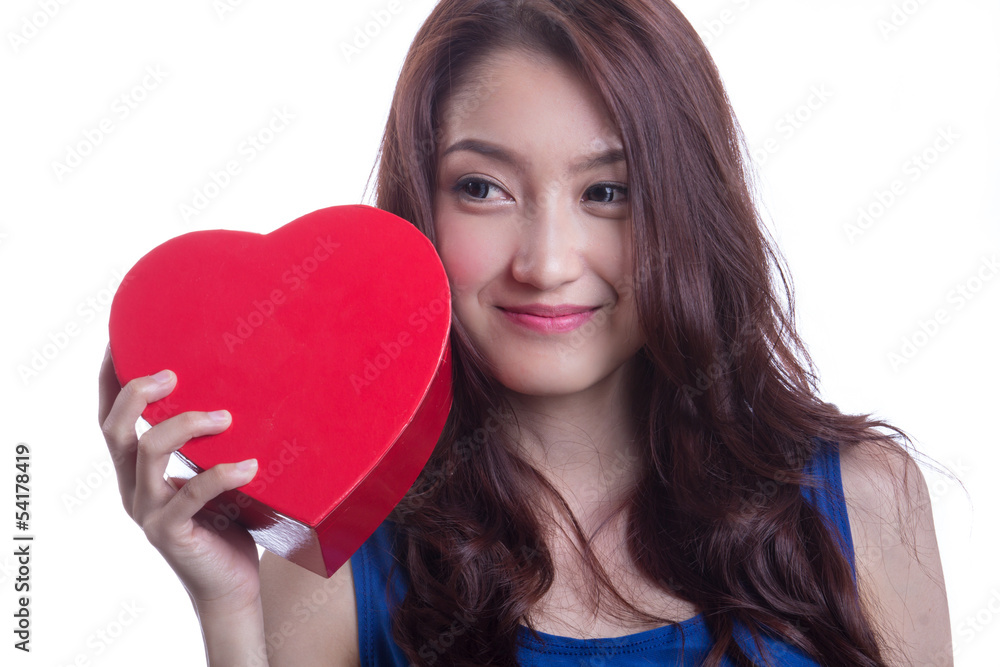 woman with chocolate box