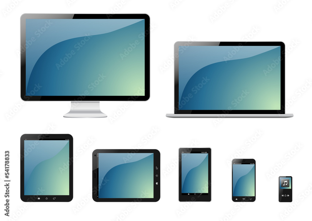 Computer with blue background Computer with blue background
