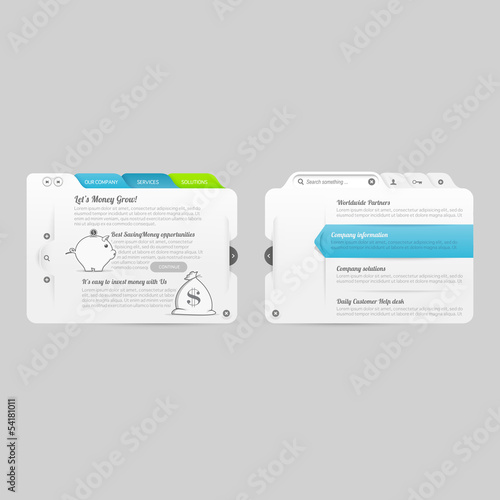 Website template  design menu navigation elements with icons