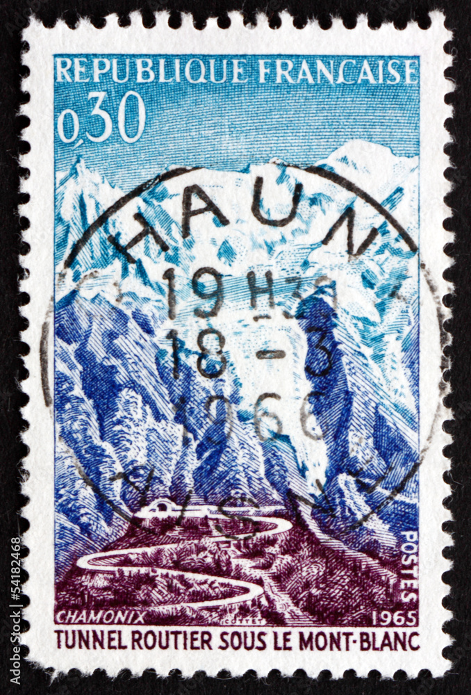 Postage stamp France 1965 Road and Tunnel, Mont Blanc
