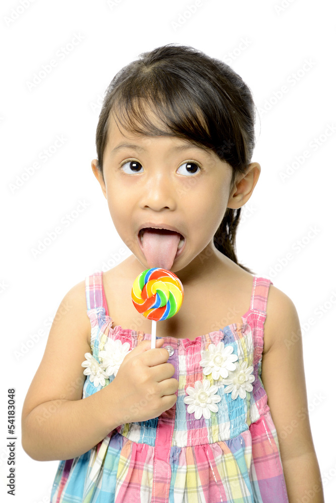 Cute Little Girl Eating Lollipop Cute Little Girl Eating Lollipop