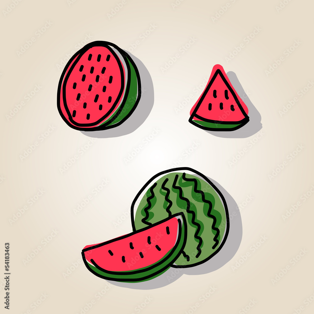hand drawing watermalon fruits hand drawing watermalon fruits