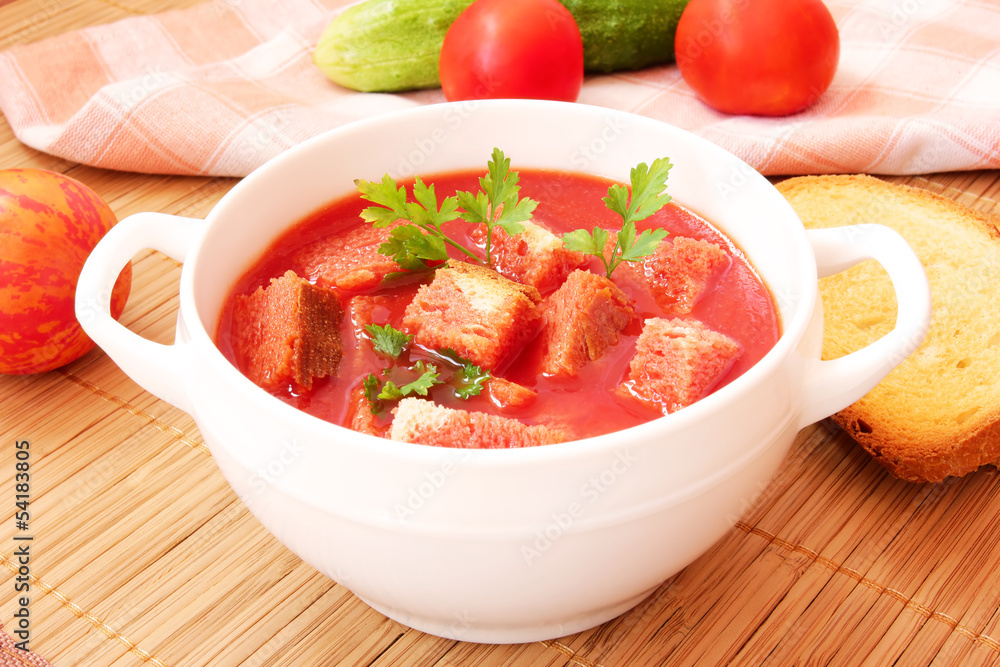 healthy yummy tomato soup close up healthy yummy tomato soup close up
