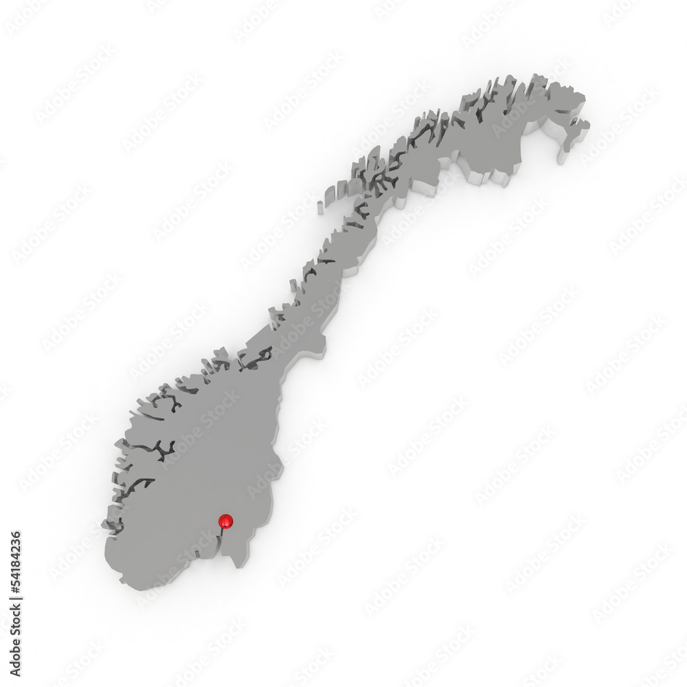 Three-dimensional map of Norway. Three-dimensional map of Norway.