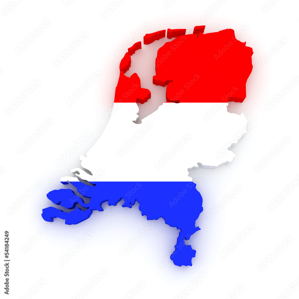 Fototapeta premium Three-dimensional map of Netherlands.