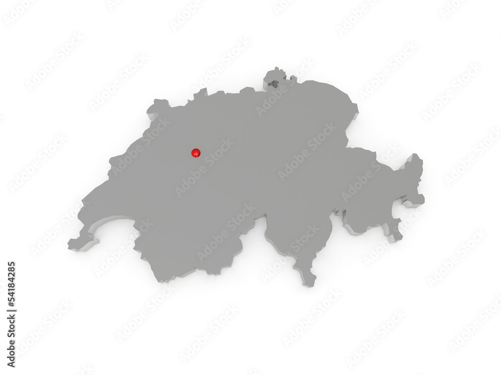 Three-dimensional map of Switzerland. Three-dimensional map of Switzerland.