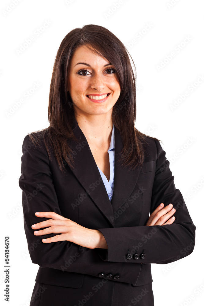 Beautiful businesswoman portrait isolated on white Beautiful businesswoman portrait isolated on white