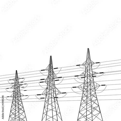 Electricity pole over white.