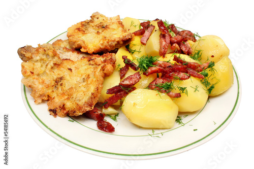 Fried pork chop with potatoes