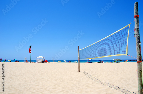 Beach Volleyball net on sandy beach