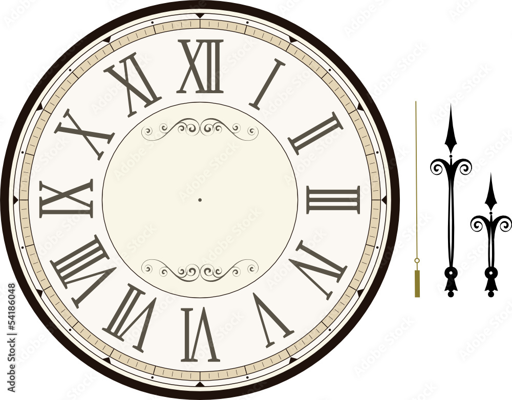 vintage clock face template vector - obrazy, fototapety, plakaty 