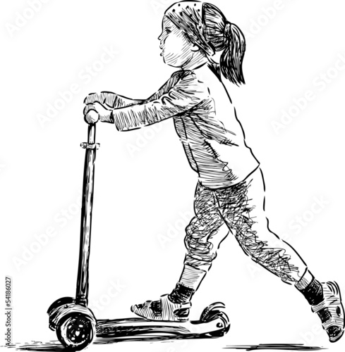 little girl on a scooter