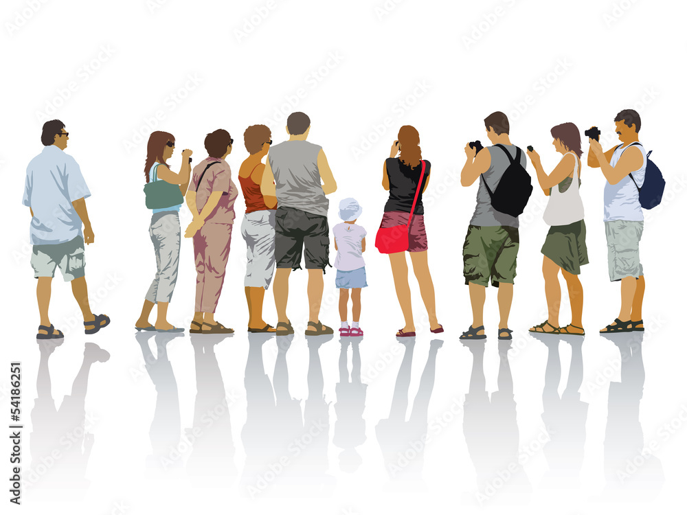 Obraz premium Tourists silhouettes