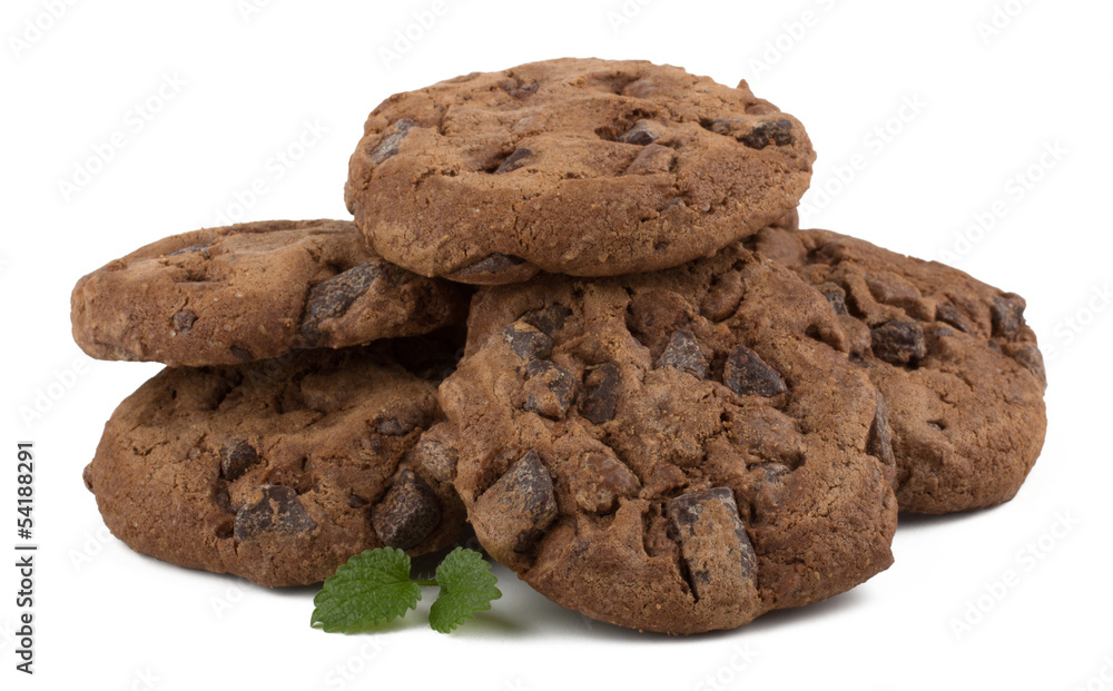 Chocolate chip cookies isolated on white background Chocolate chip cookies isolated on white background