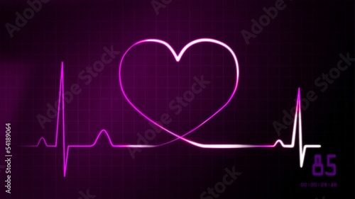 heartbeat magenta of EKG monitor