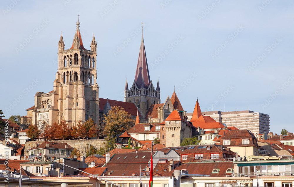 Obraz premium City landscape of Lausanne in the west of Switzerland