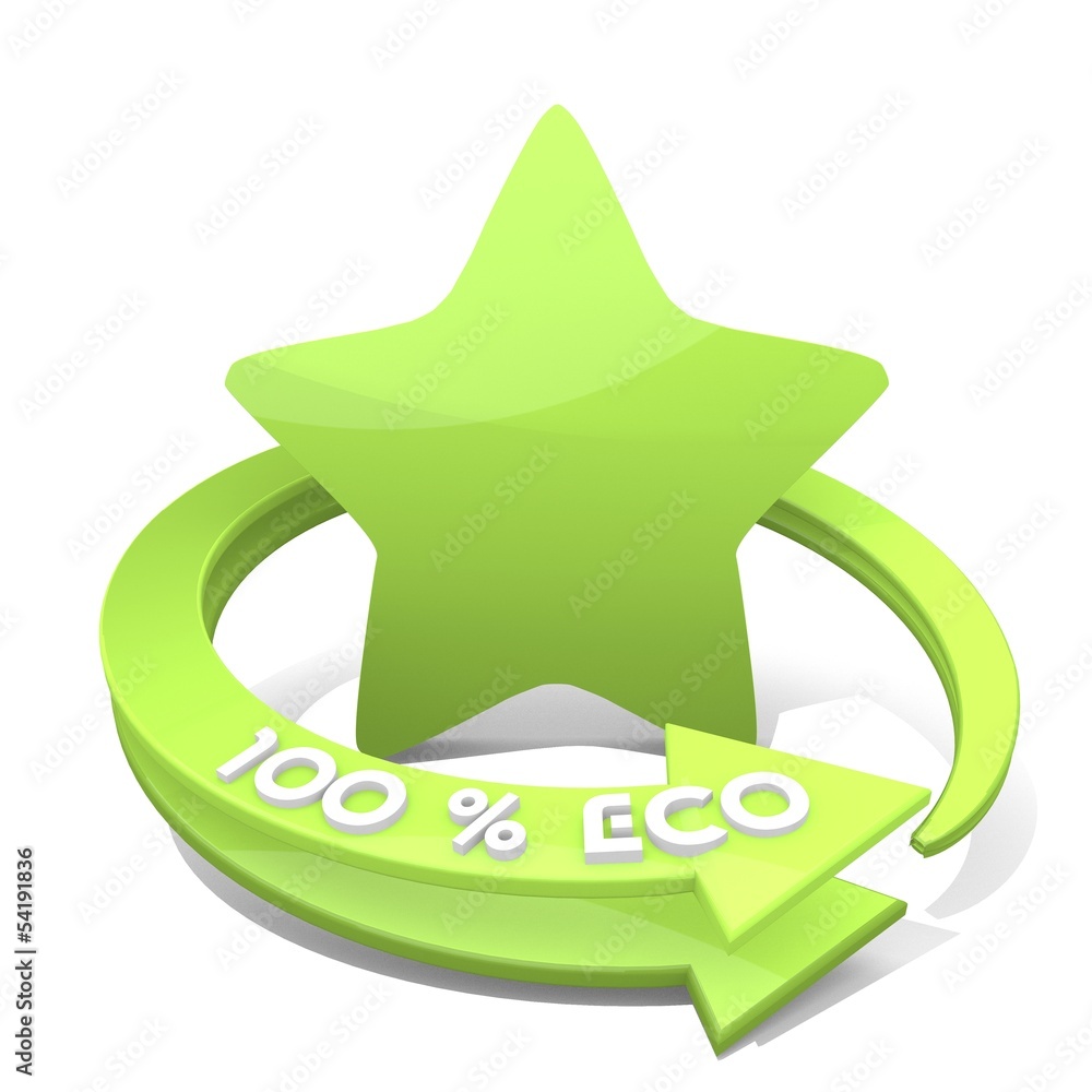 Illustration of a environmental star icon a 100 percent eco Illustration of a environmental star icon a 100 percent eco