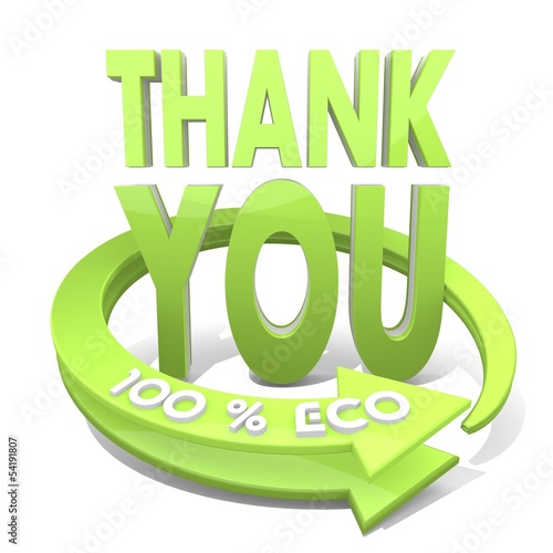 3d render of a environmental thank you icon  a 100 percent eco