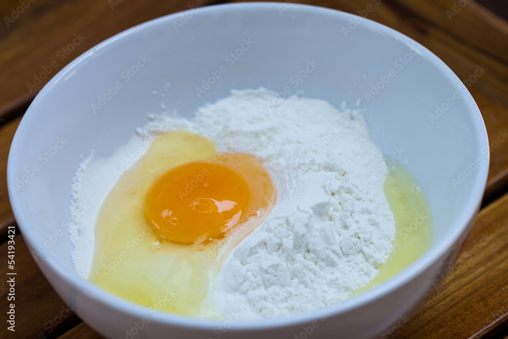 Eggs and flour. Eggs and flour.