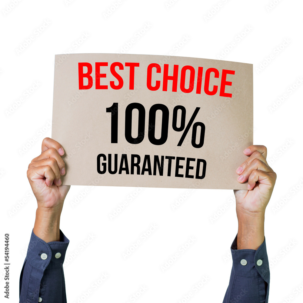 Two hands holding brown cardboard with best choice Two hands holding brown cardboard with best choice