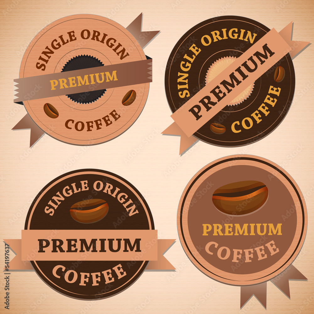 Set of vintage retro coffee badges