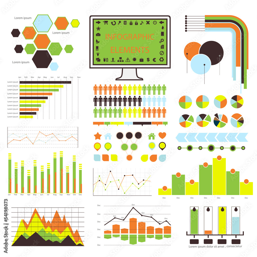 Obraz premium Vector infographic. orange-green 04