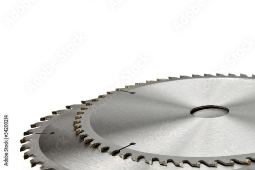 Circular saw blades isolated on white background photo