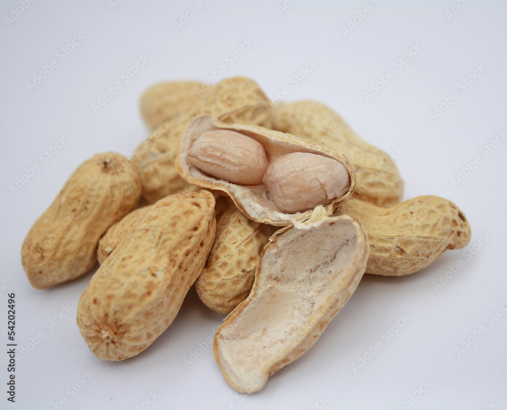 Obraz premium peanut and shell on white background