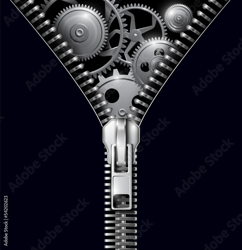 Abstract background zipper with gears
