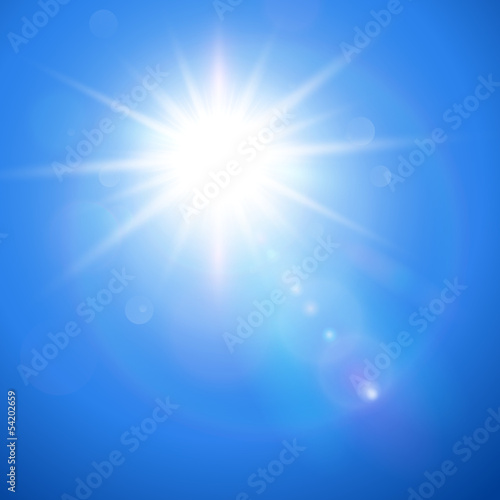 Sun with lens flare  vector illustration.