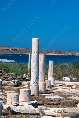 Ionian column capital, architectural detail on Delos island, Gre