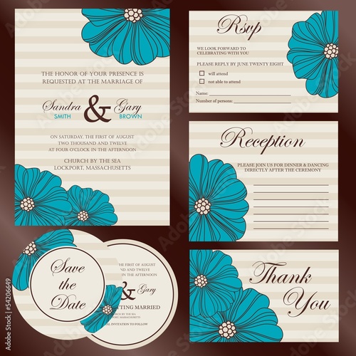 Set of wedding invitation cards