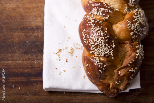 Fotografie One challah loaf for shabbat