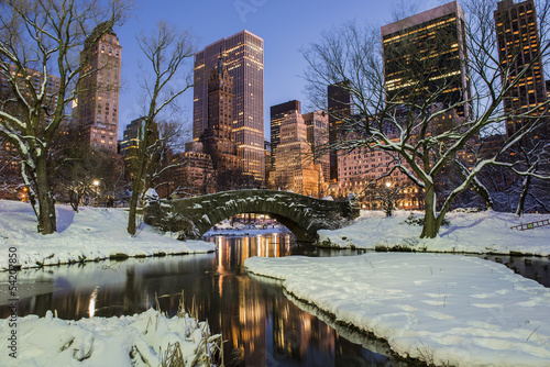 Sticker Gapstow Bridge and Central Park on a beautiful snow day
