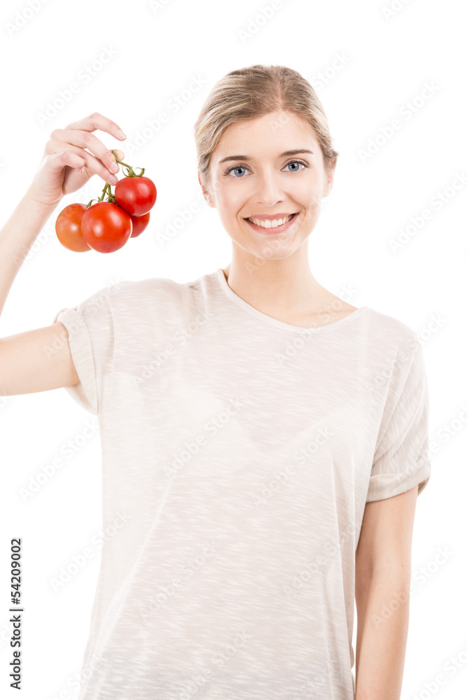 Beaitiful woman holding red tomatos Beaitiful woman holding red tomatos
