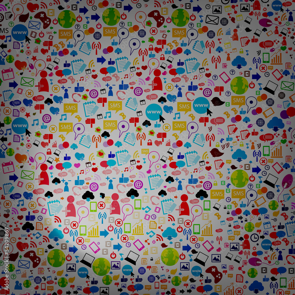 Obraz premium Social network background with media icons