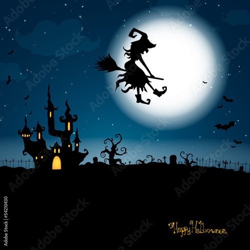 Vector Illustration of a Scary Halloween Card