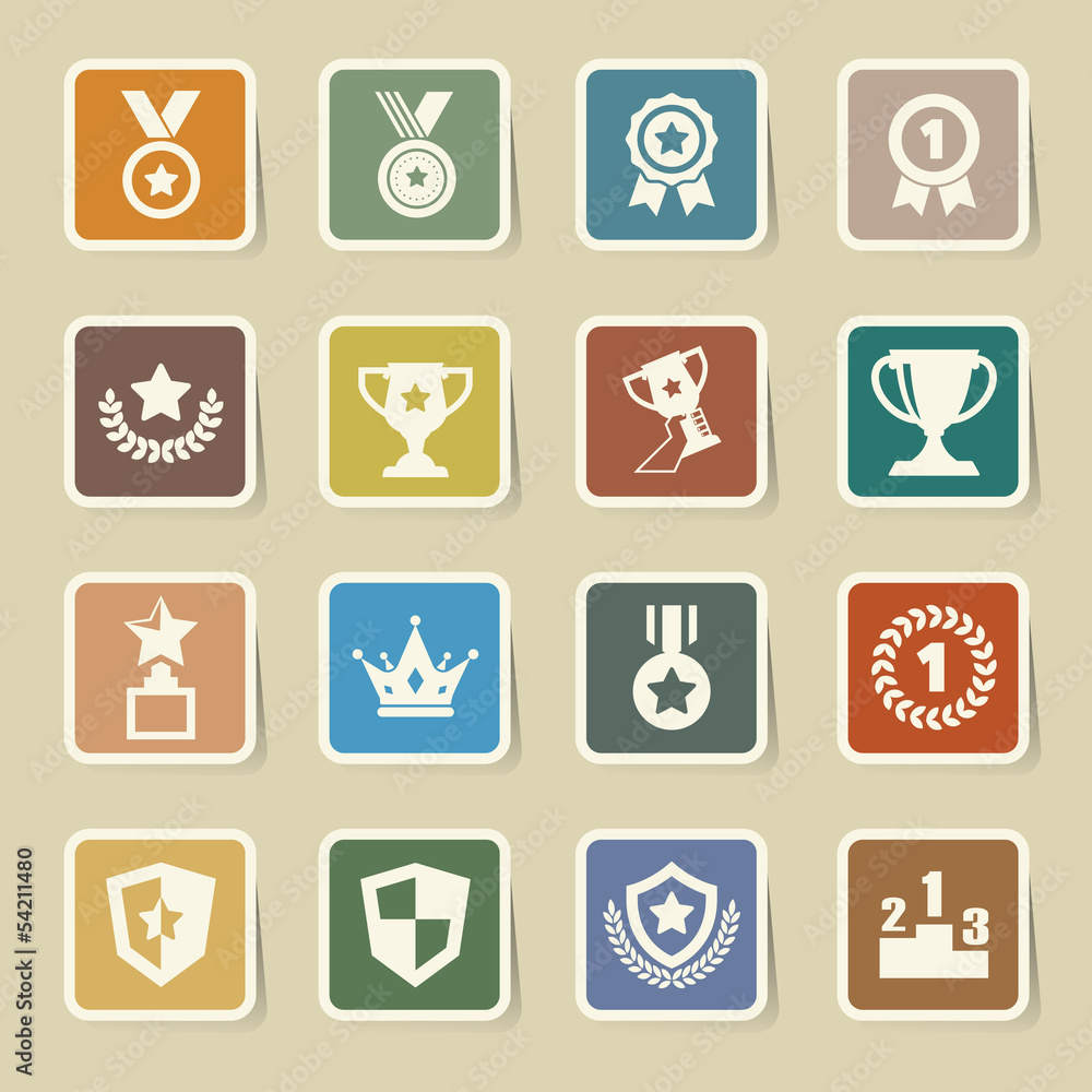 Trophy and awards icons set Trophy and awards icons set