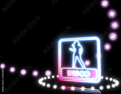 Illustration of a magic dj sign on disco lights background