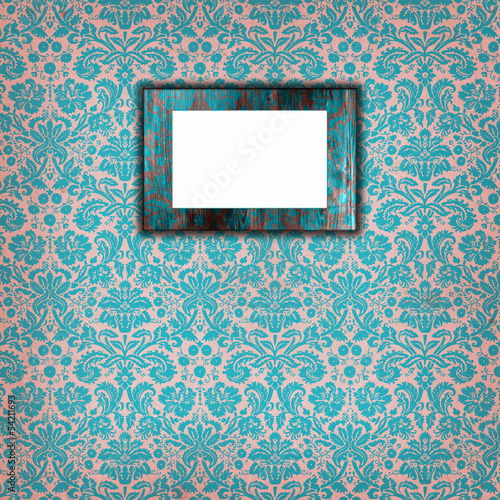 Damask wallpaper with wooden frame 2
