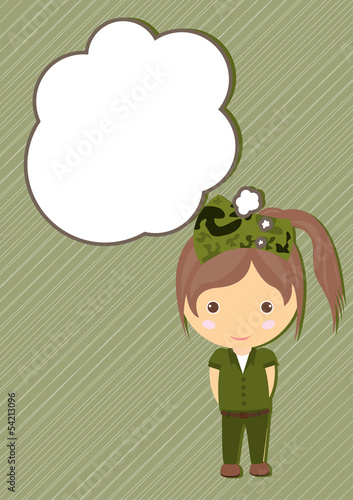 Soldier Dream girl cartoon vector