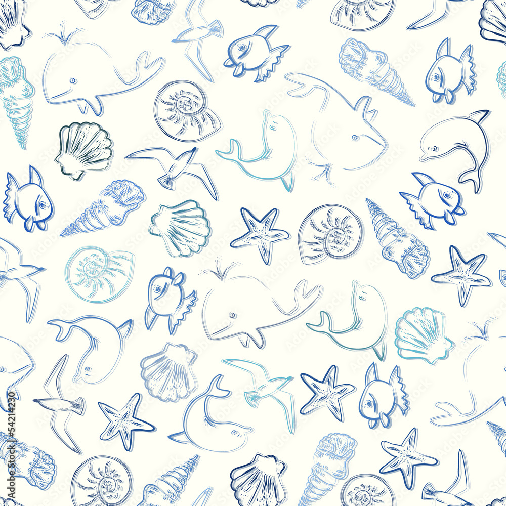 Seal life seamless pattern Seal life seamless pattern